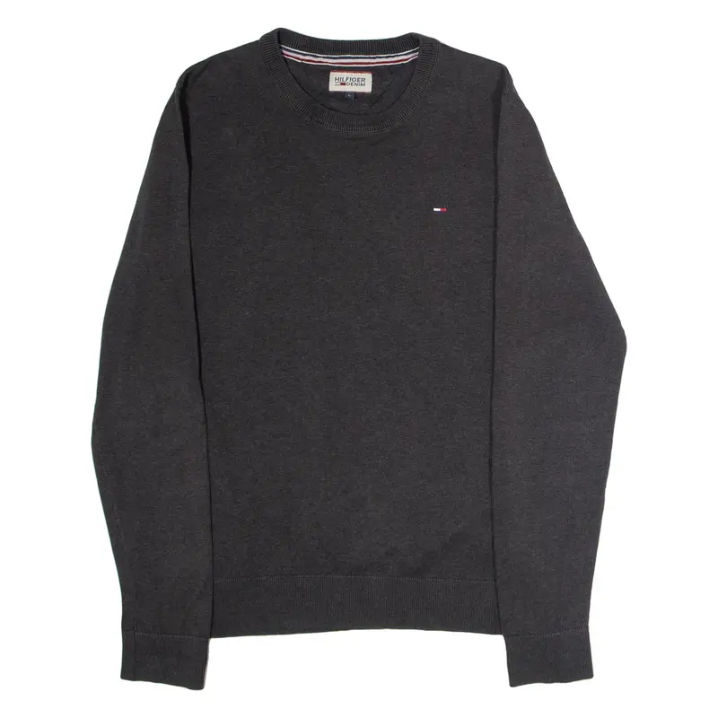 HILFIGER DENIM Mens Jumper Grey Crew Neck Tight Knit M