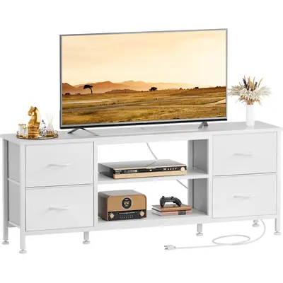 【September Restock】AOWOS Dresser TV Stand for 50/55 inch TV, Wide Dressers & Chests of Drawers with Charging Station & 4 ...