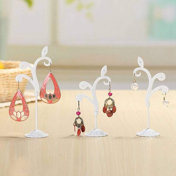 3Pcs 3 Sizes Flower Alloy with Iron Dangle Earrings Display Stands