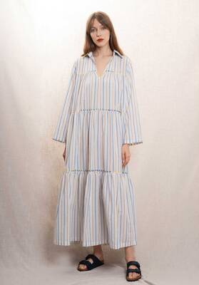 Dress 1408 White-Bleu | Color: WHITE BLEU | Size: U