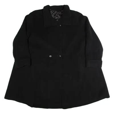 DELMOD Womens Overcoat Coat Black 90s L