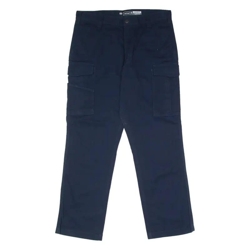 CARHARTT Cargo Workwear Mens Canvas Trousers Blue Relaxed Straight W36 L32