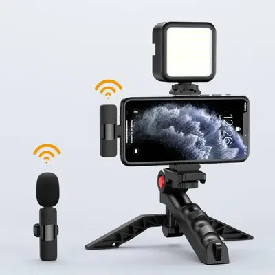 Smartphone Video Kit with Wireless Microphone, 1 Set Professional Video Vlog Kit with Mic, LED Fill Light & More, Suitable fo...