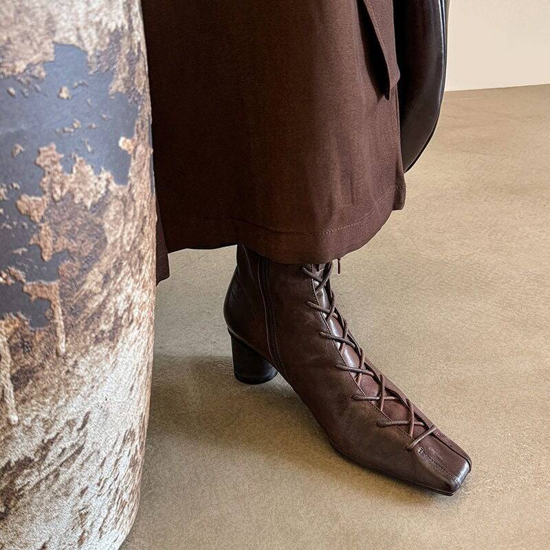 CHIKO Anabel Square Toe Block Heels Ankle Boots