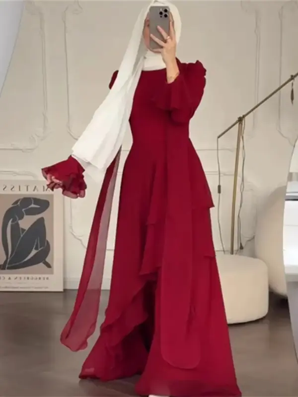 Muslim Women Fashion Long Sleeve Maxi Dress, Elegant Design, All Seasons Wear, Stylish and Comfortable, Perfect for Casual