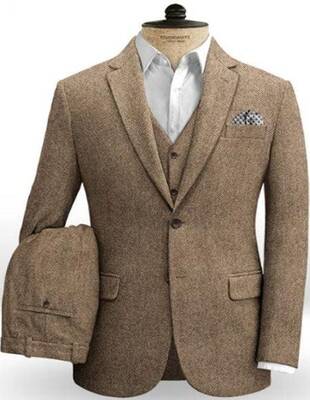Brown and White Seersucker Suit