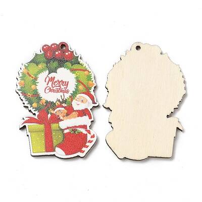 Single Face Christmas Printed Wood Big Pendants
