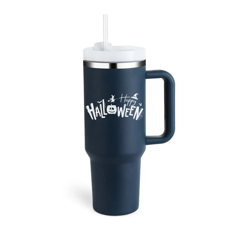 40 Oz Tumbler With Handle Straw Insulated, Stainless Steel Spill Proof Vacuum Coffee Cup Tumbler With Lid Tapered Mug Gifts F...