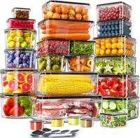 AISOON 50 PCS 85Oz Plastic Food Storage Set (25 Containers & Lids), Airtight, BPA-Free, Leakproof, Microwave-Safe, Labels&Pen...