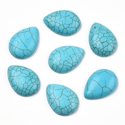 Craft Findings Dyed Synthetic Turquoise Gemstone Flat Back Teardrop Cabochons