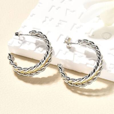 304 Stainless Steel Two Tone Stud Earrings