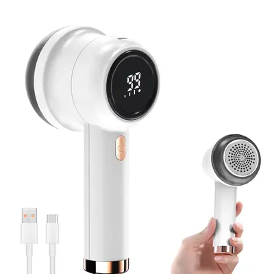 Fabric Shaver, Lint Remover Wireless Rechargeable 6-Leaf Blades 3-Speed LED Display Electric Lint Shaver Portable for Clothes...