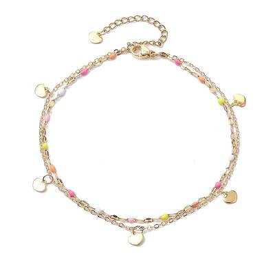 304 Stainless Steel Enamel Link Chains Anklets