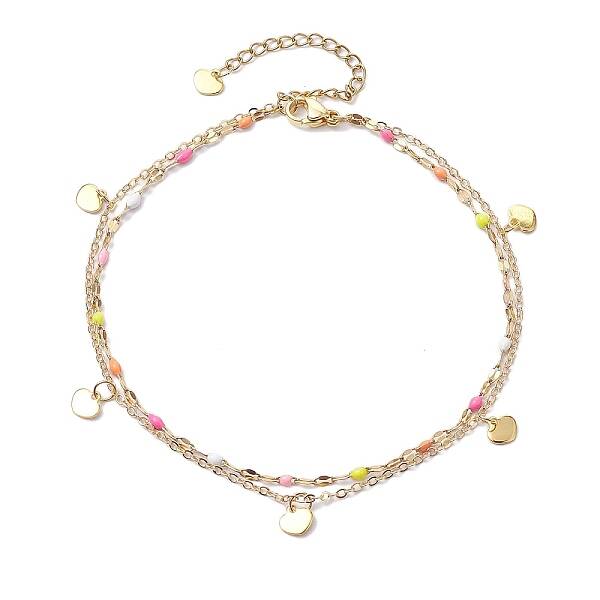 304 Stainless Steel Enamel Link Chains Anklets
