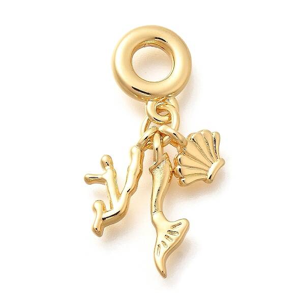 Brass Coral Shape & Shell Shape & Mermaid Tail European Dangle Charms