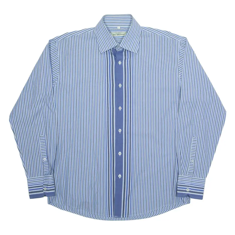 BEN SHERMAN Mens Shirt Blue Pinstripe Long Sleeve L