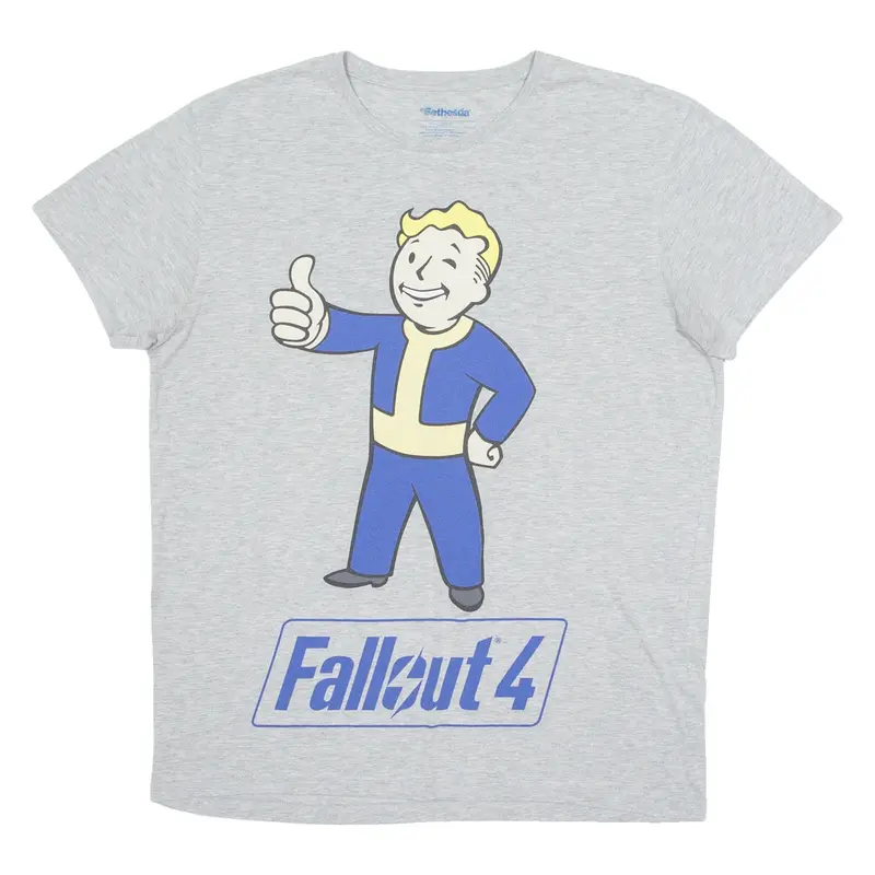BETHESDA Fallout 4 Mens T-Shirt Grey Crew Neck L
