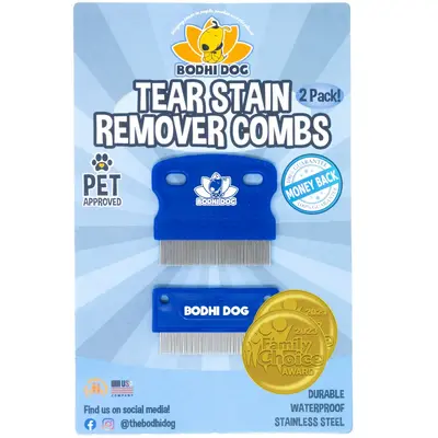 Bodhi Dog Tear Eye Stain Remover Combs | Set of 2 | Clean and Remove Crust, Dirt, Buildup around Pet Eyes | Best for Dogs & C...
