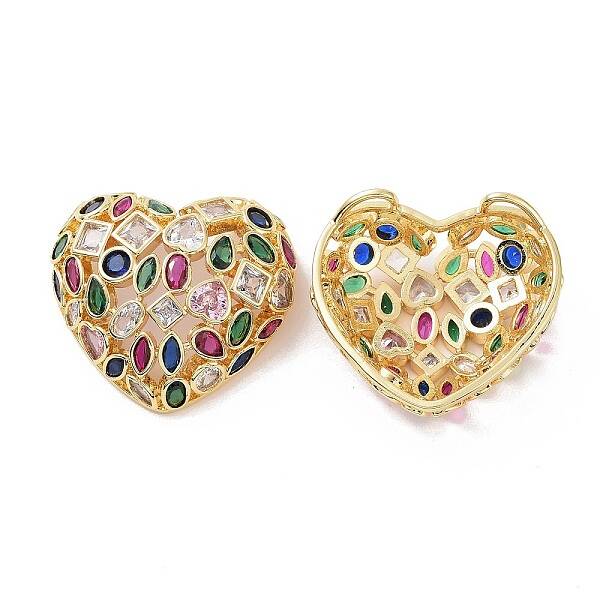 Brass Micro Pave Cubic Zirconia 2-Loop Pendants