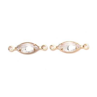 Brass Micro Pave Clear Cubic Zirconia Link Connectors