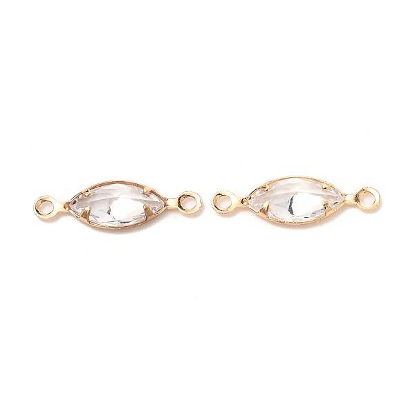 Brass Micro Pave Clear Cubic Zirconia Link Connectors