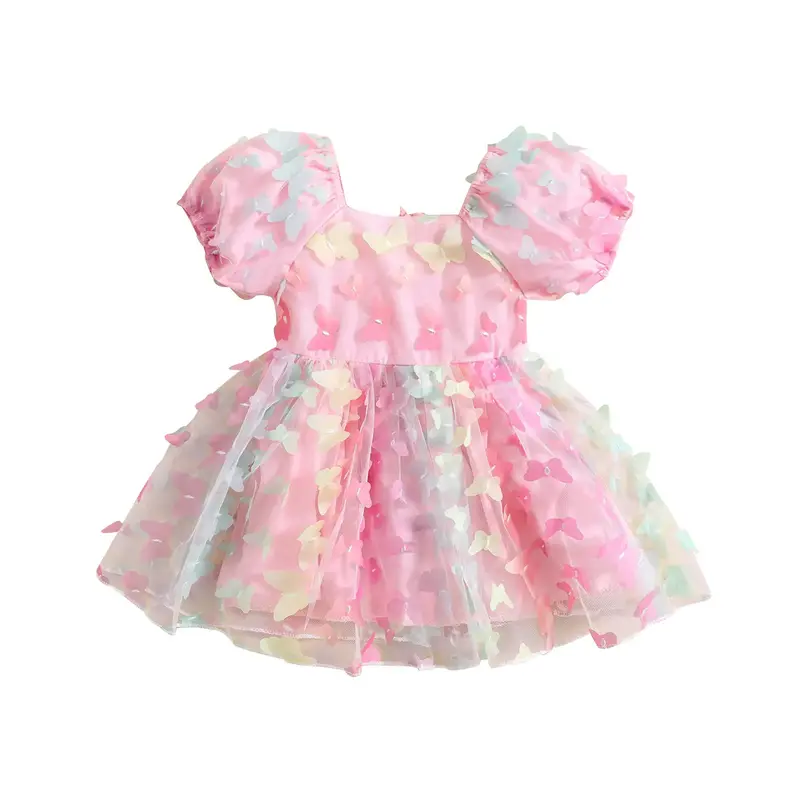 Canrulo Baby Girls Fairy Dresses Toddler Sleeveless Princess Tulle Butterfly Dress Birthday Party A Line Dress
