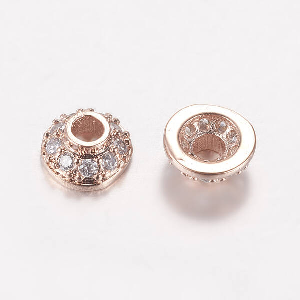 Brass Micro Pave Cubic Zirconia Bead Cap