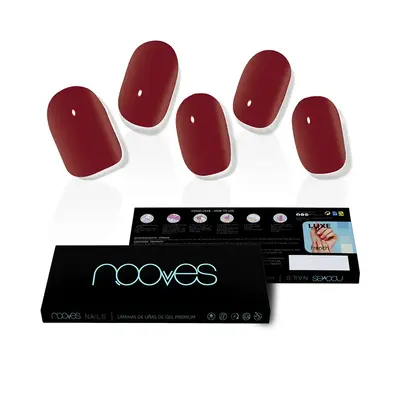 Nooves Midnight Rain Premium Gel Nail Sheets Luxe Solid Red 20 U