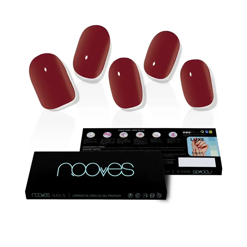 Nooves Midnight Rain Premium Gel Nail Sheets Luxe Solid Red 20 U