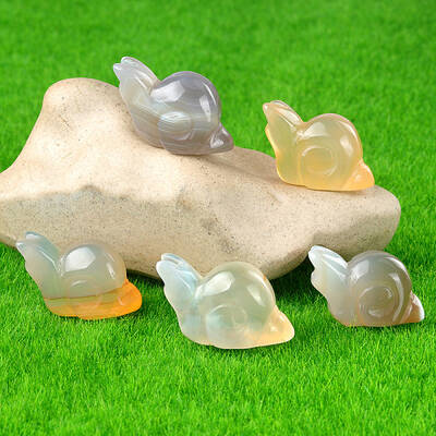 Natural Agate Carved Healing Snail Figurines