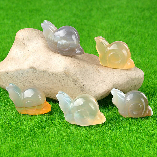 Natural Agate Carved Healing Snail Figurines