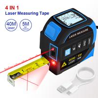 4-in-1 Laser Measure Tool  | 130ft Laser + 16ft Auto-Lock Tape + Crosshair Level | No Batteries! USB-C Charging & Backlit LCD...