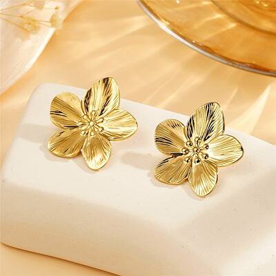 Flower 304 Stainless Steel Stud Earrings for Women
