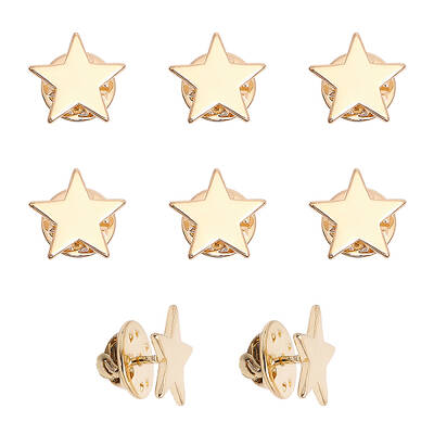 8 Sets Brass Star Lapel Pin Brooch