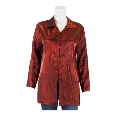 YESSICA Petite Sheer Metallic Red Basic Blouse S