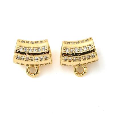 Brass Brass Micro Pave Cubic Zirconia Tube Bails