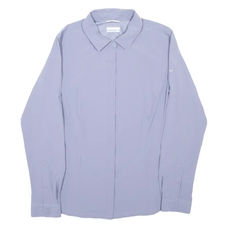 COLUMBIA Womens Plain Shirt Blue Long Sleeve XL