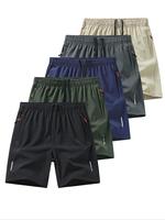 Men's Drawstring Waist Shorts, Casual Comfy Breathable Zipper Pocket Shorts for Summer, Men's Bottoms for Outdoor Running, Cl...