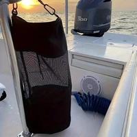 Large Capacity Boat Trash Bag, Weatherproof Mesh Storage Pouch with Adjustable Top, Space Saving, Versatile Marine Accessorie...