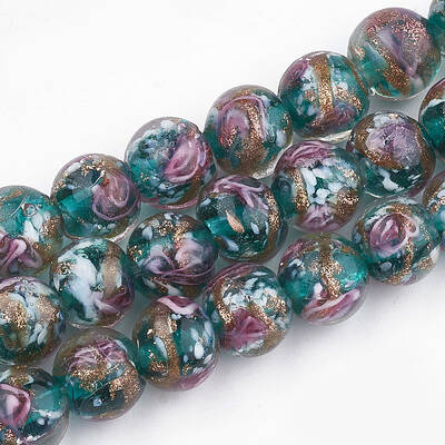 Handmade Gold Sand Lampwork Beads