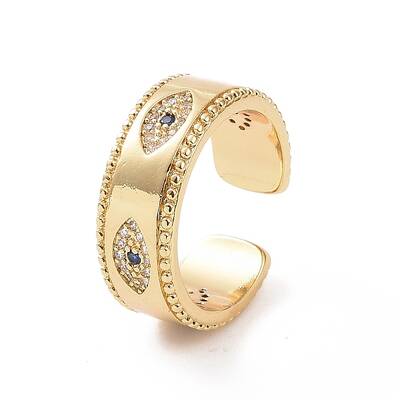 Brass Micro Pave Cubic Zirconia Open Rings
