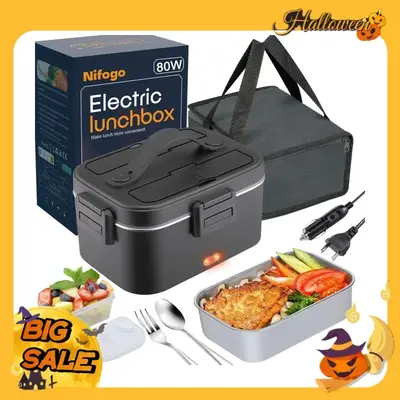 Electric Lunch Box 1.8L Food Heater for Adults, 12V/24V/110V Portable Lunch Warmer Upgraded Heated Lunch Box for Car/Truck/Of...