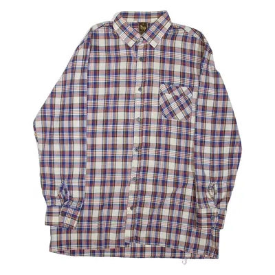 Mens Shirt Blue Check Long Sleeve L