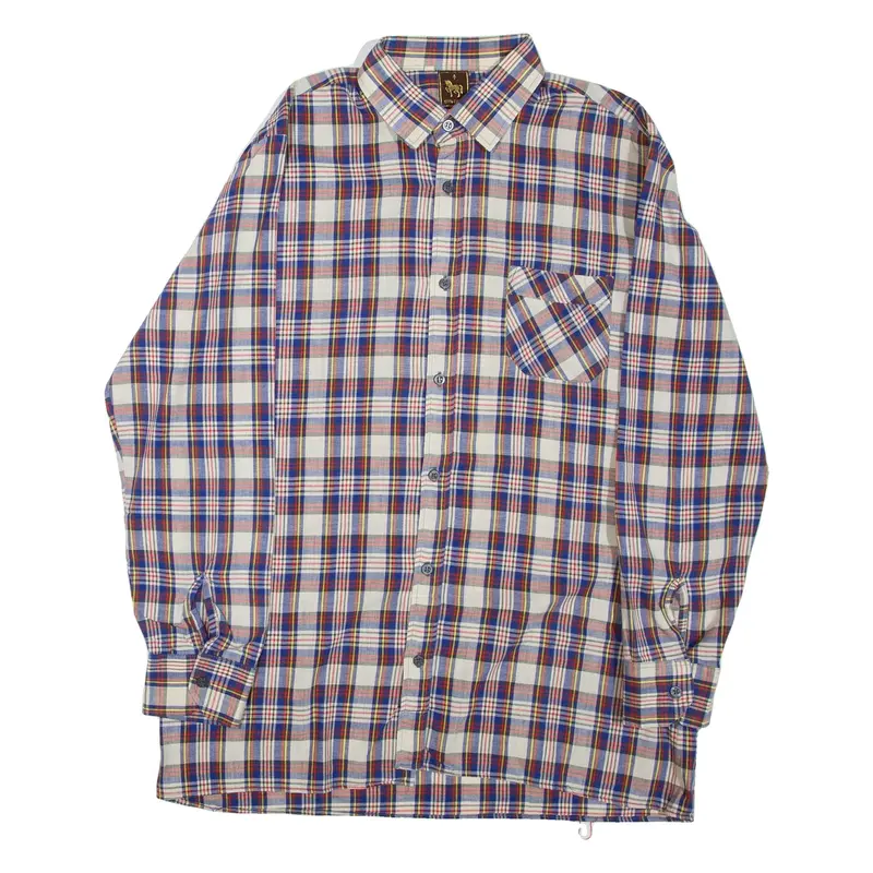 Mens Shirt Blue Check Long Sleeve L