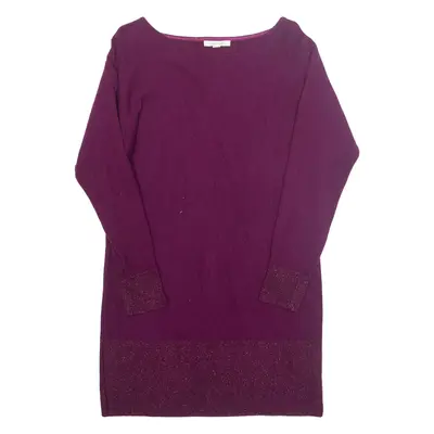 WHITE STUFF Womens Jumper Dress Purple Wool Long Sleeve Knee Length UK 10