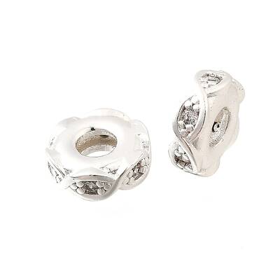 Brass Micro Pave Clear Cubic Zirconia Beads