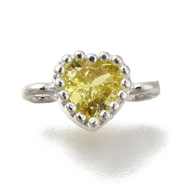 Rack Plating Brass Cubic Zirconia Heart Links Connector Charms