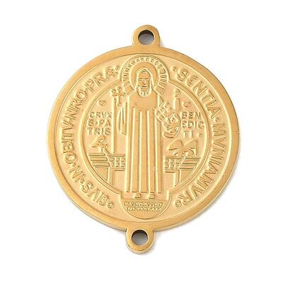 Ion Plating(IP) 304 Stainless Steel Saint Benedict Cross Medal Connector Charms
