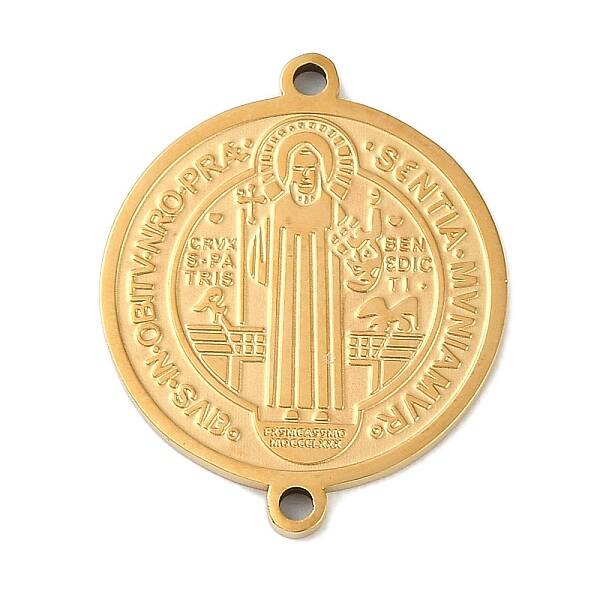 Ion Plating(IP) 304 Stainless Steel Saint Benedict Cross Medal Connector Charms