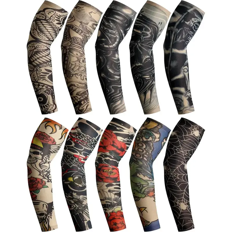 20 count Men's Cooling Arm Sleeves Long Fingerless Arm Cover Anti Slip UV Protection Sun Temporary  Sleeves